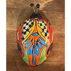 Talavera Ladybug Figurine by Gamez Mexican Hand Painted Folk Art Pottery